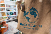 Handmade "Build the world" tote