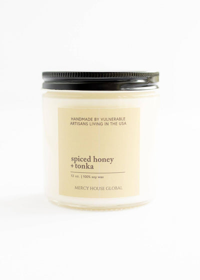 Spiced Honey & Tonka Candle | 12 oz Glass Jar