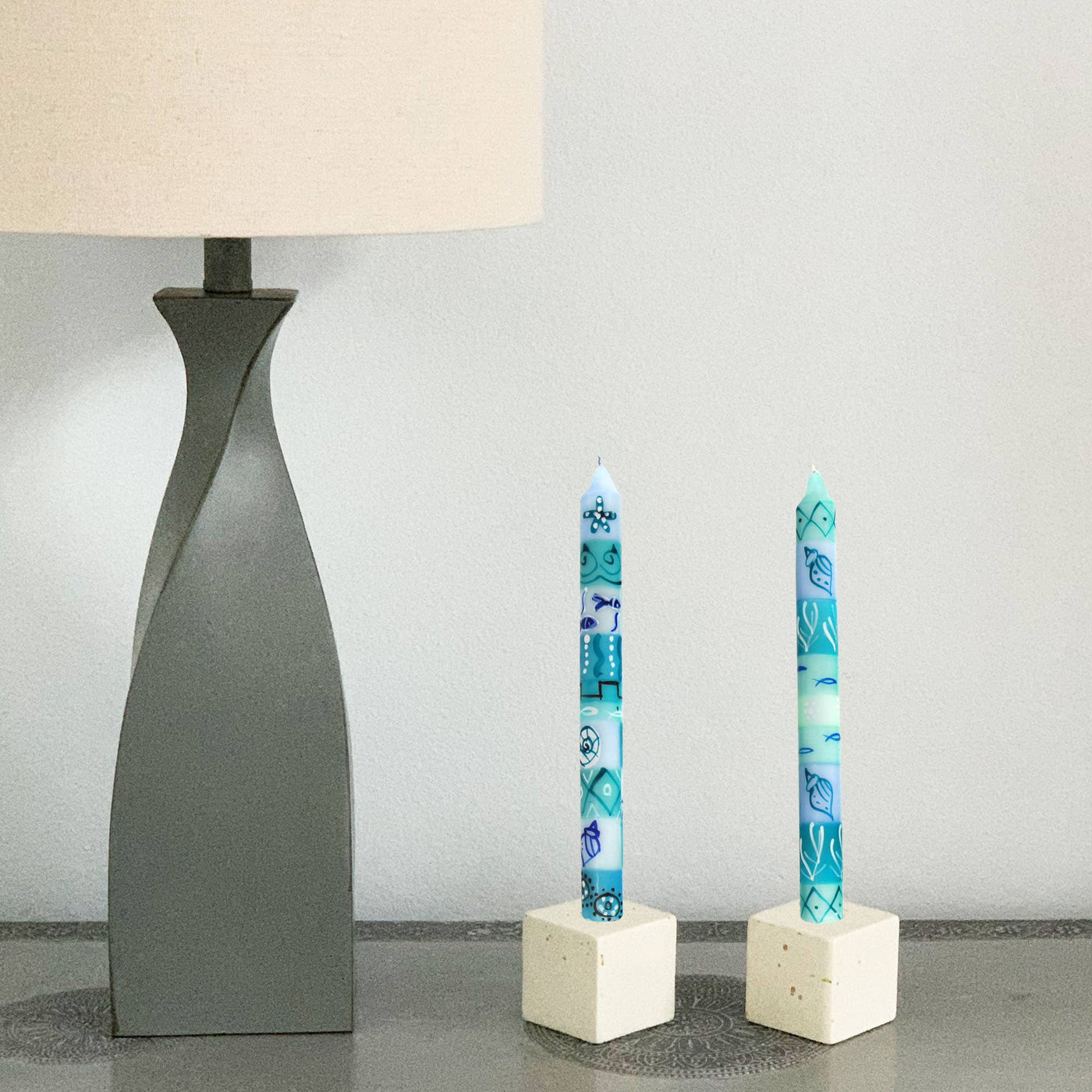 Hand-Painted Dinner Candles Pair