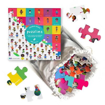 Puzzlies Double-Sided 100 Piece Educational Puzzle for Kids