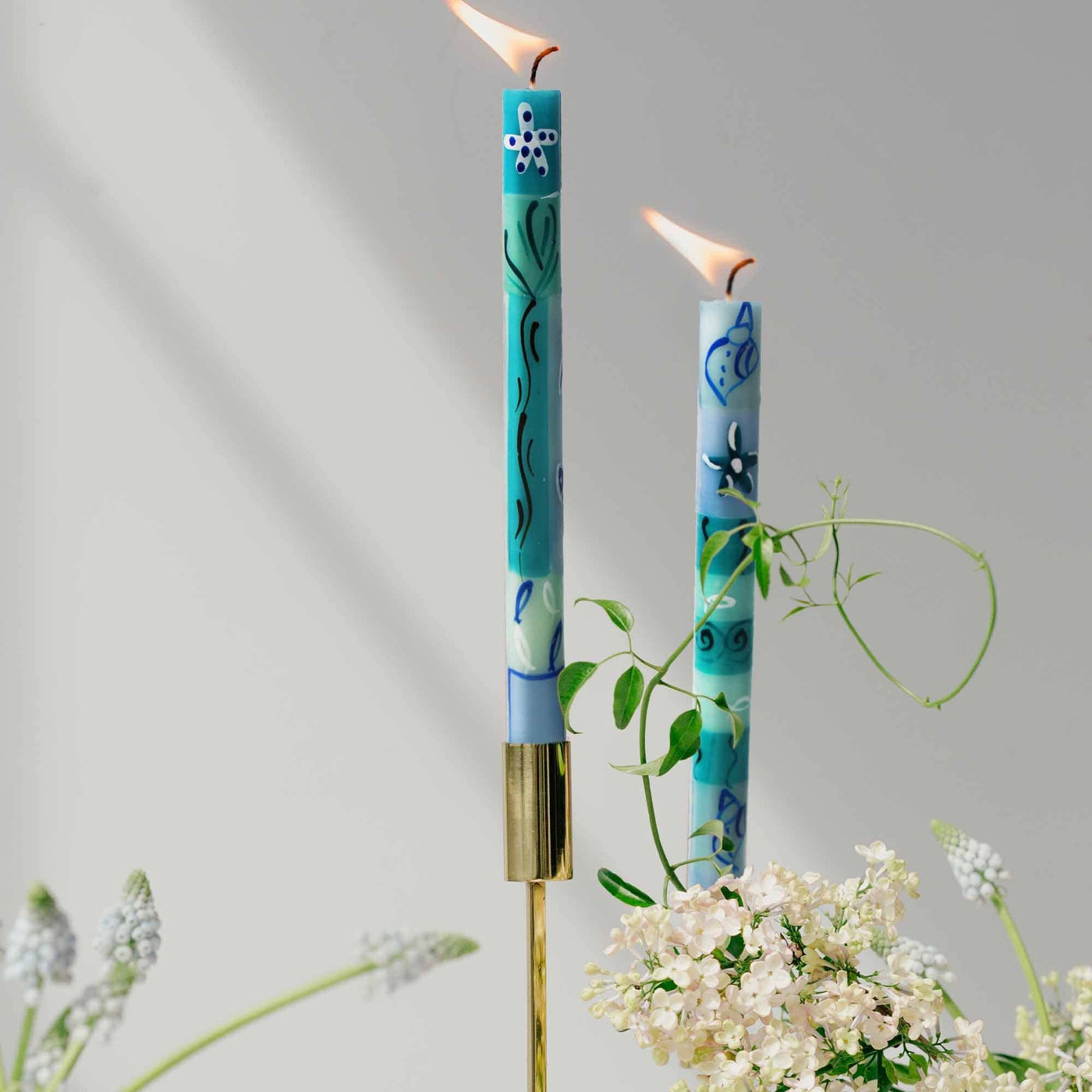 Hand-Painted Dinner Candles Pair