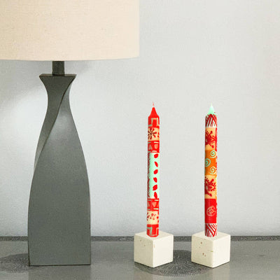 Hand Painted Dinner Candles Pair - Owoduni Design