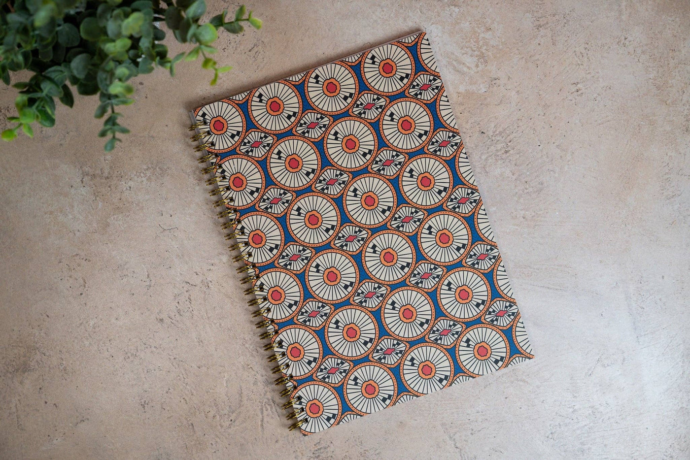 African Print Soft Cover Spiral Notebook - Circles