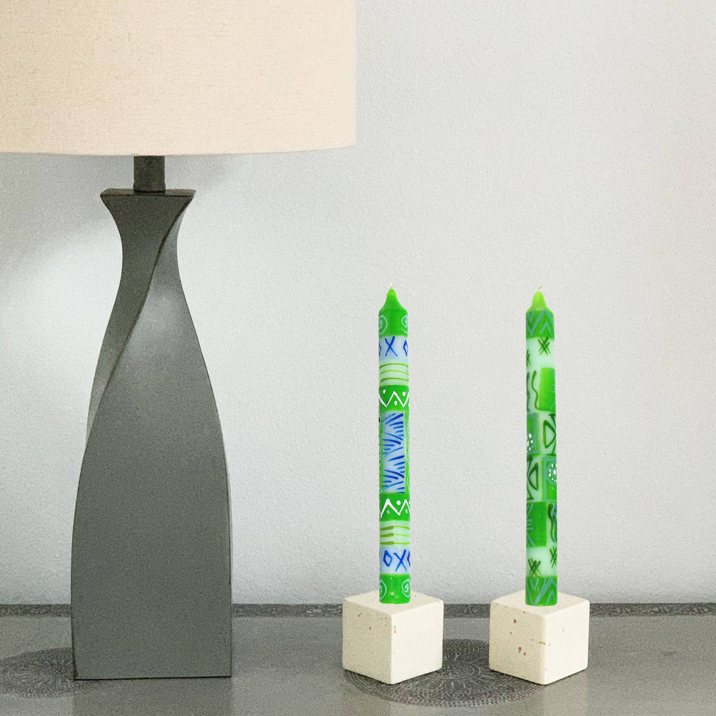 Hand-painted Dinner Candles, Pair (Farih Design)