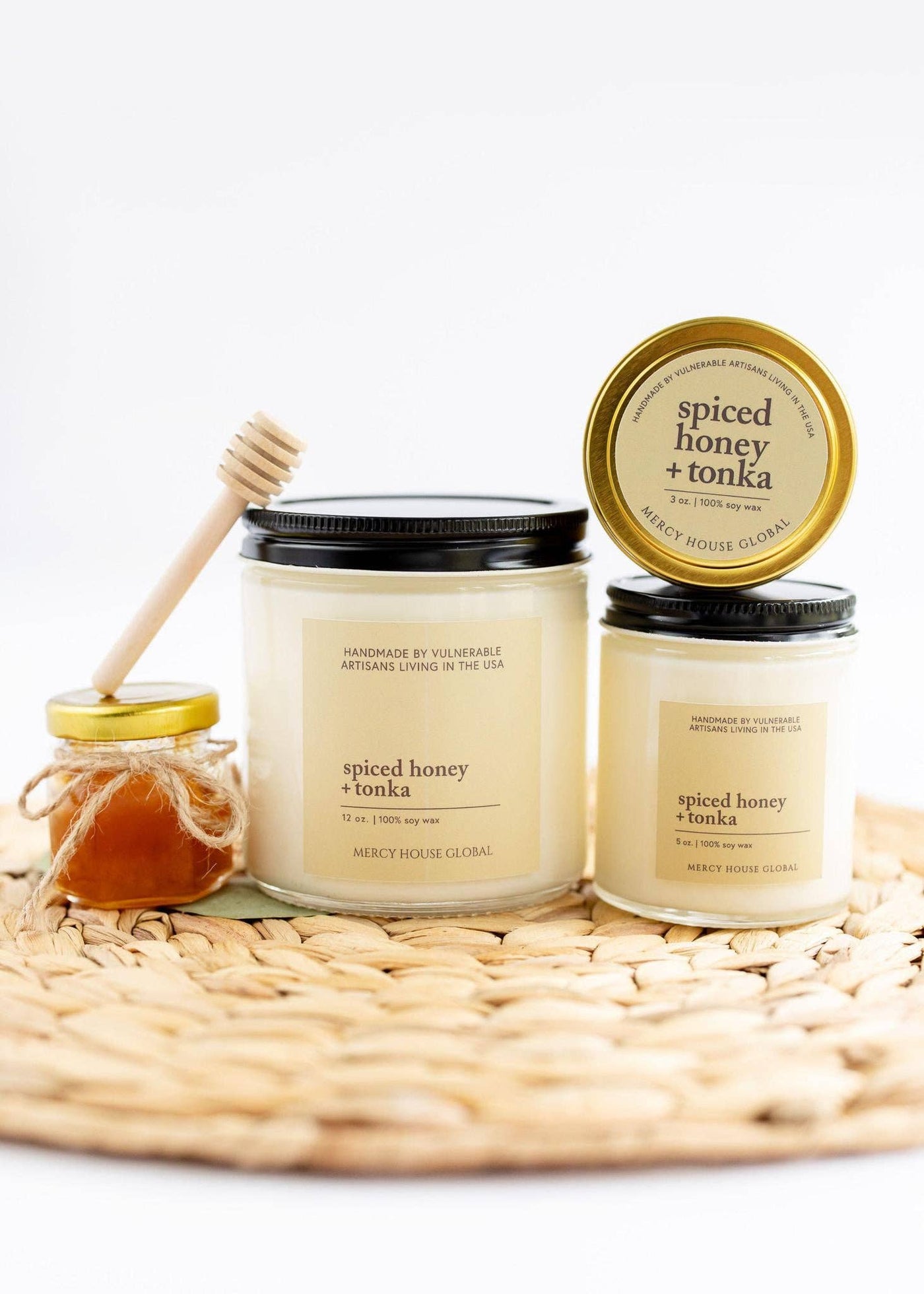 Spiced Honey & Tonka Candle | 12 oz Glass Jar