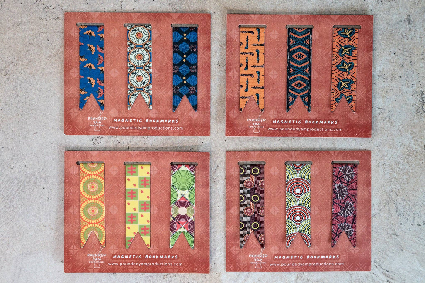 Magnetic Bookmark Set - African Print (Walking Sticks, Diamonds, Fans)