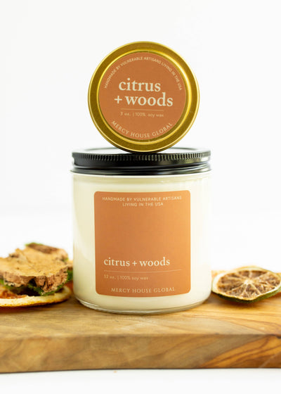 Citrus + Woods Candle | 12 oz. Glass Jar