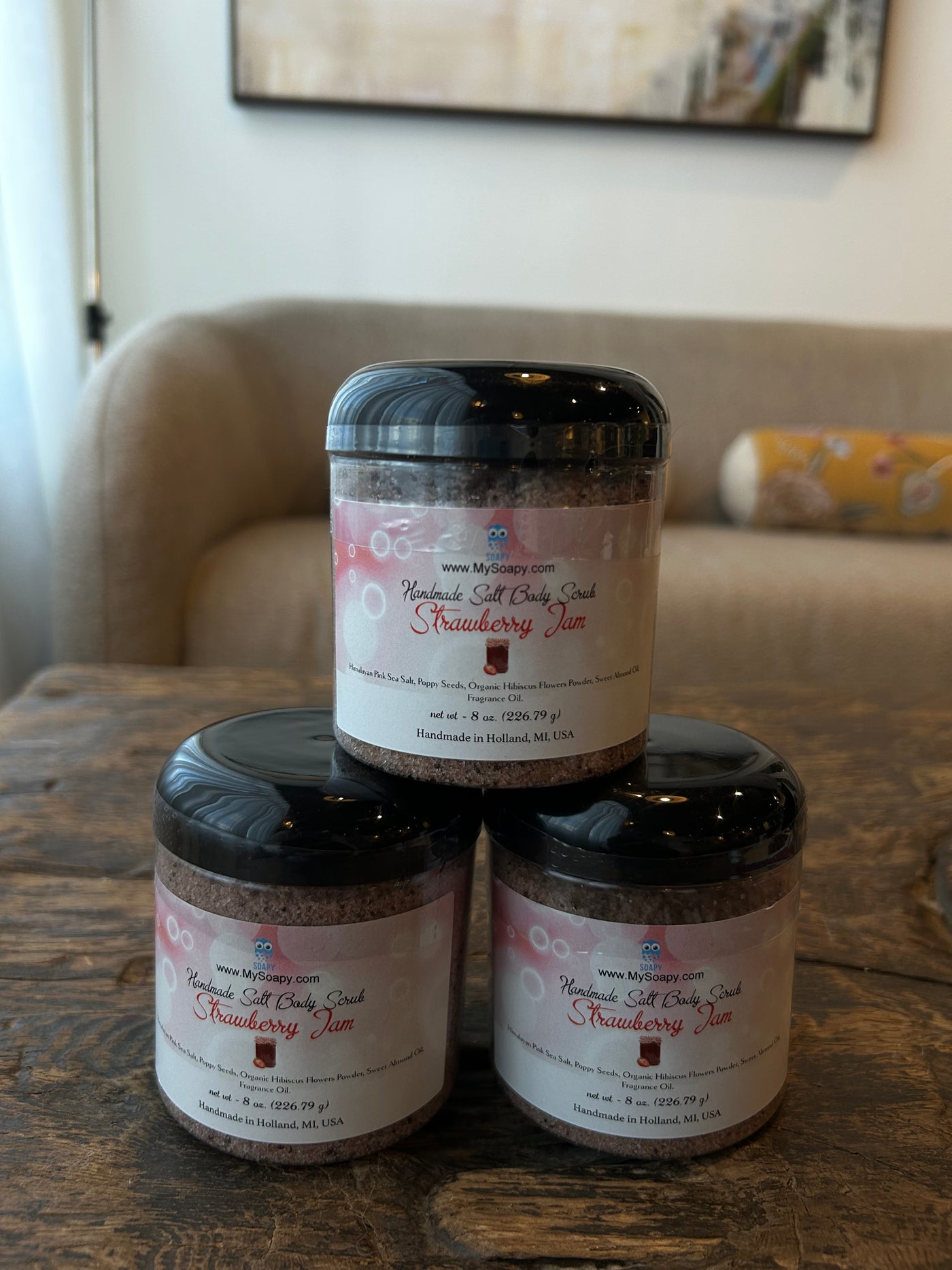 Strawberry Jam Handcrafted Salt Body Scrub by Soapy