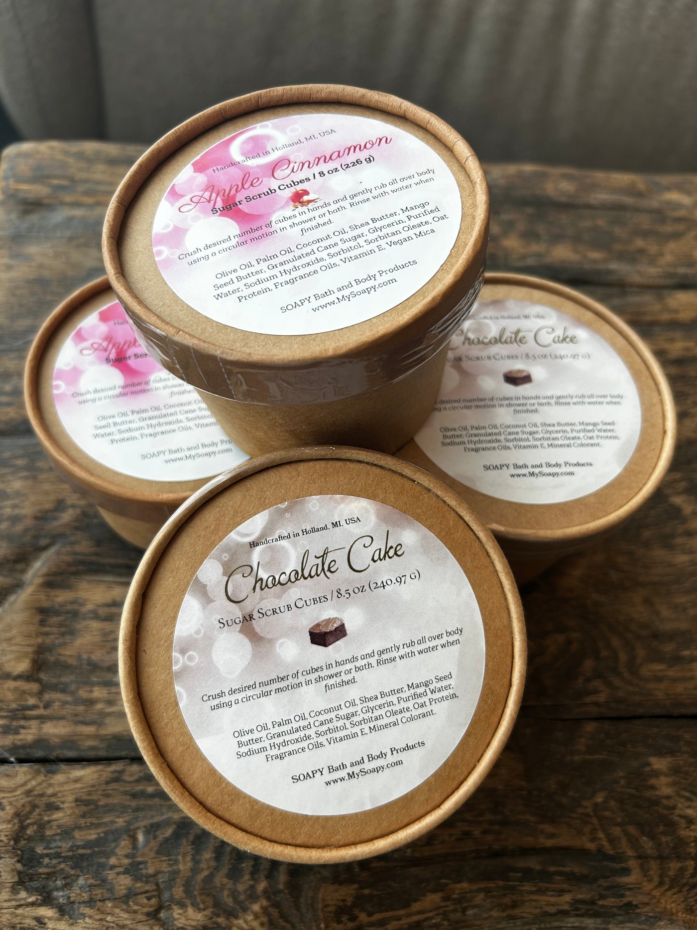 Handcrafted Sugar Scrub Cube Collection by Soapy