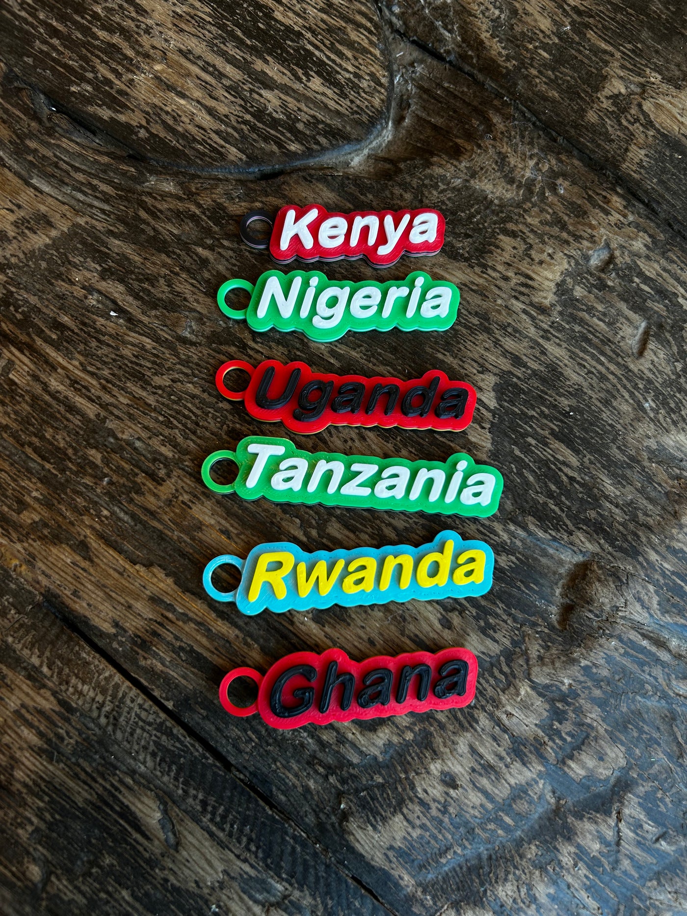 African Country Name Keychains from Kiota Print LLC