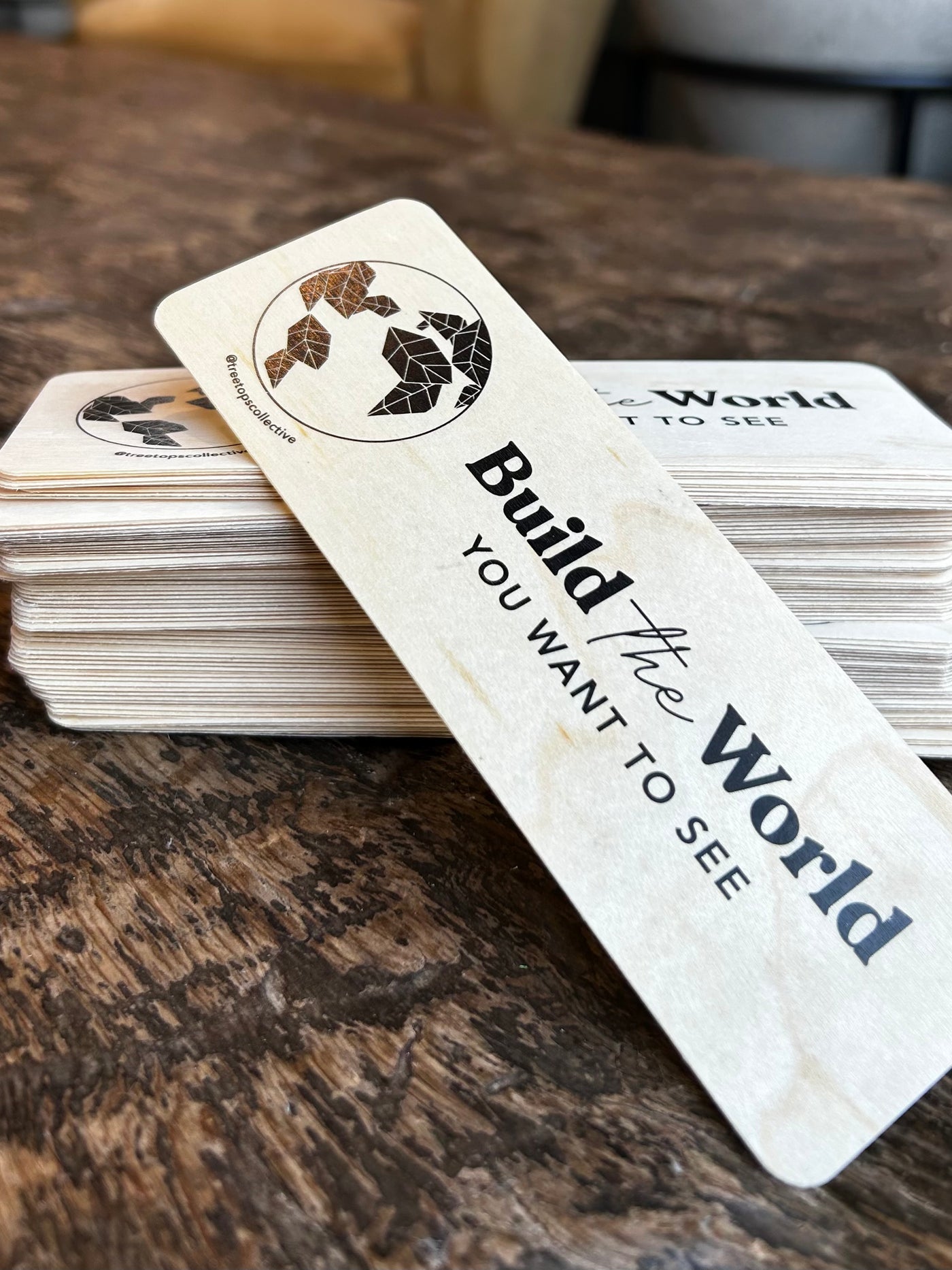 Wooden “Build the World” Bookmark