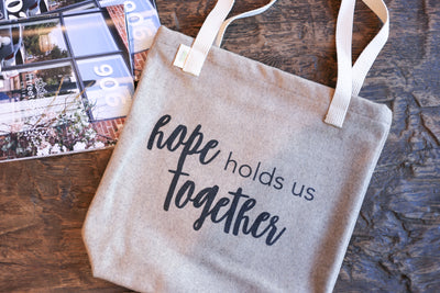 Handmade Hope Holds Us Together bag