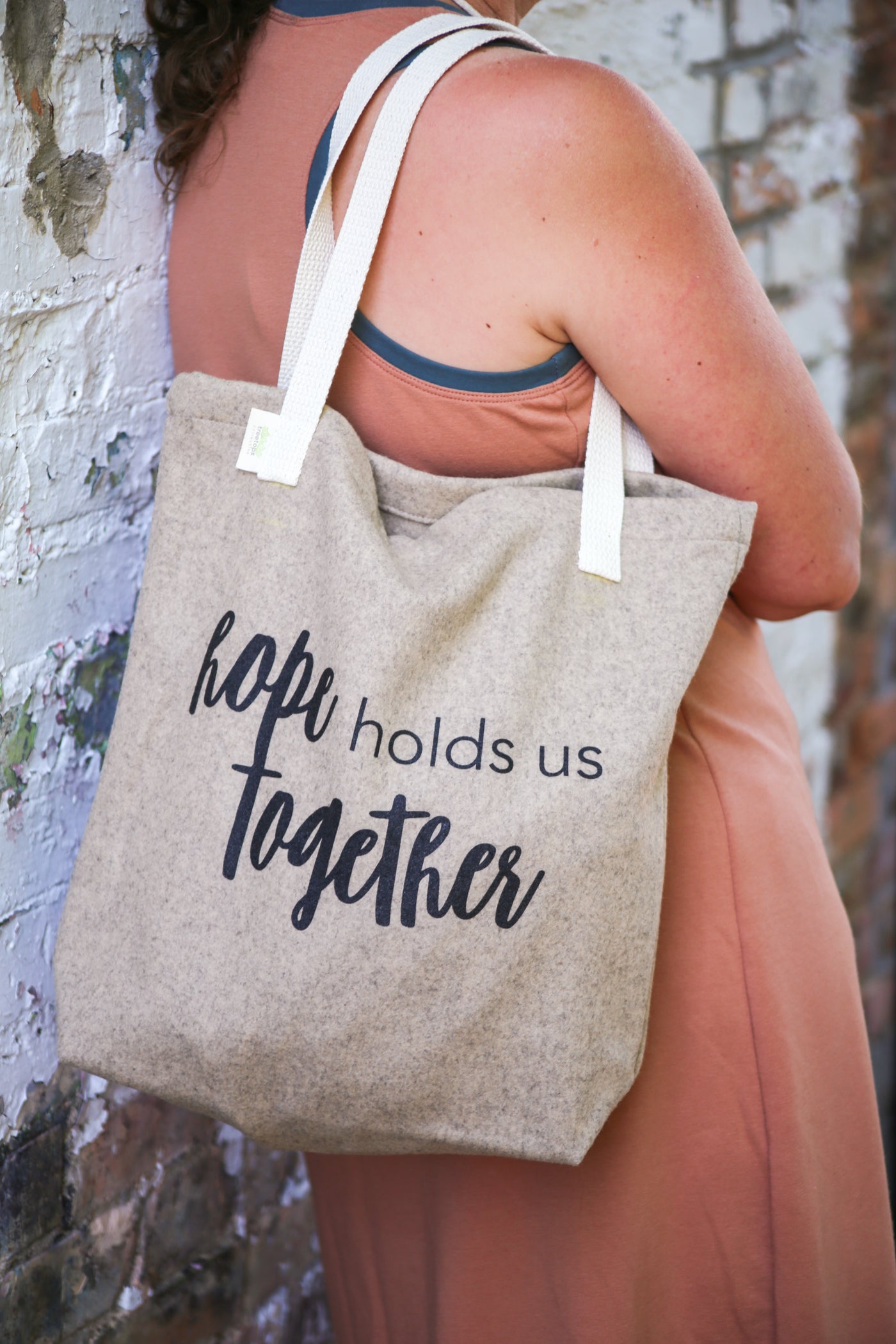 Handmade Hope Holds Us Together bag