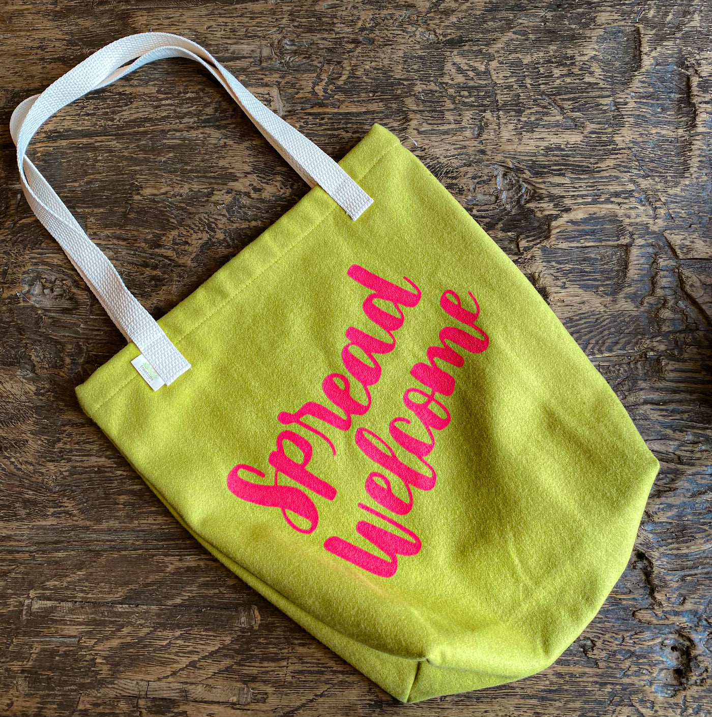 Handmade Spread Welcome Tote Green and Pink