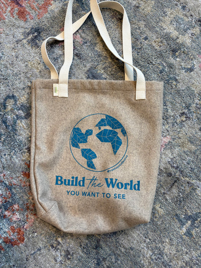 Handmade "Build the world" tote