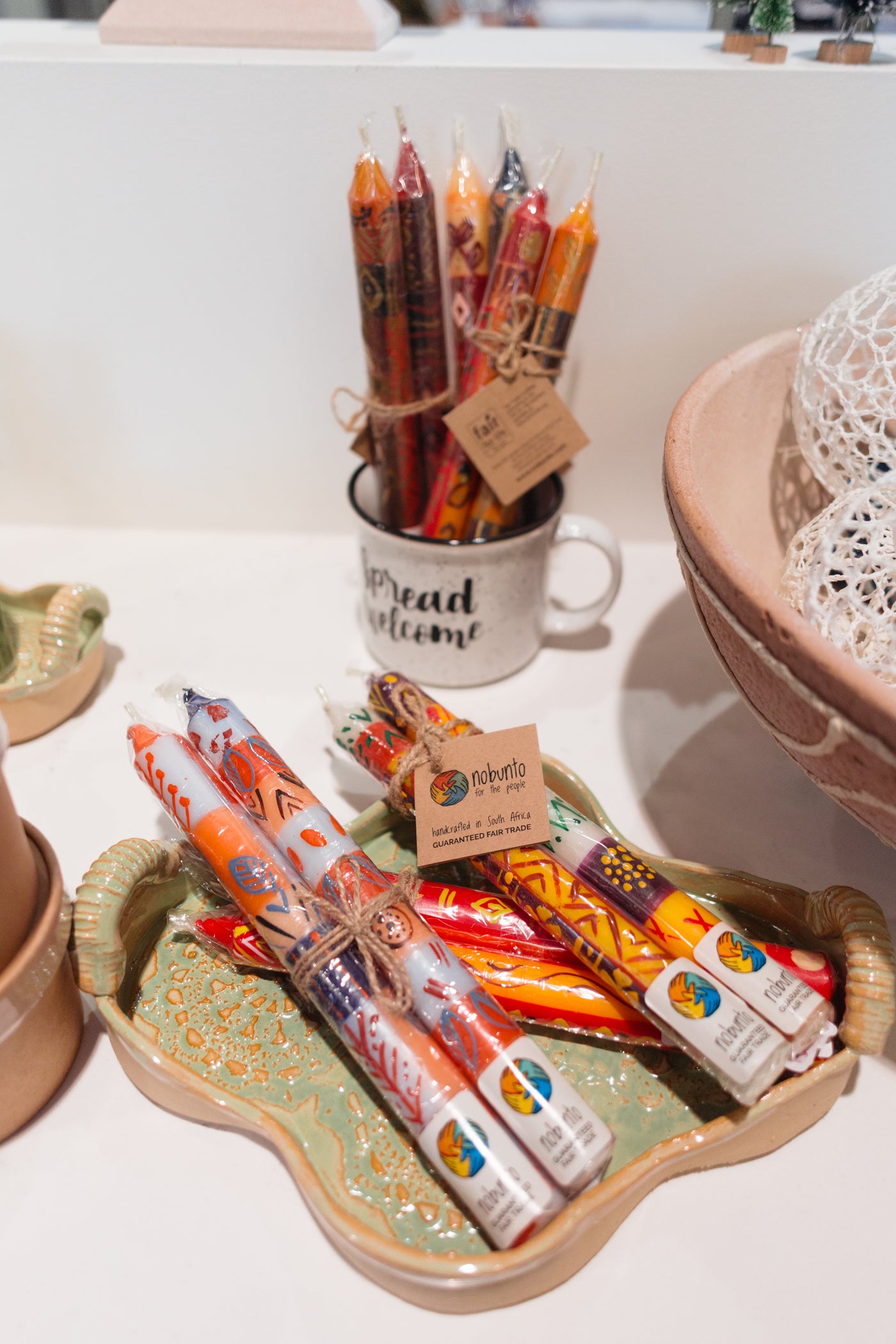 Hand-Painted Dinner Candles, Pair (Zahabu Design)