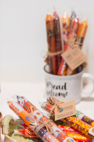 Hand Painted Dinner Candles Pair - Uzushi Design