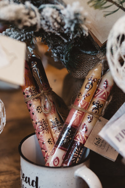 Hand Painted Dinner Pair Candles - Halisi Design