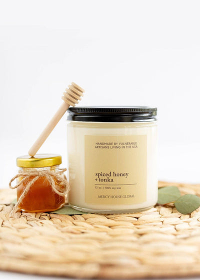 Spiced Honey & Tonka Candle | 12 oz Glass Jar