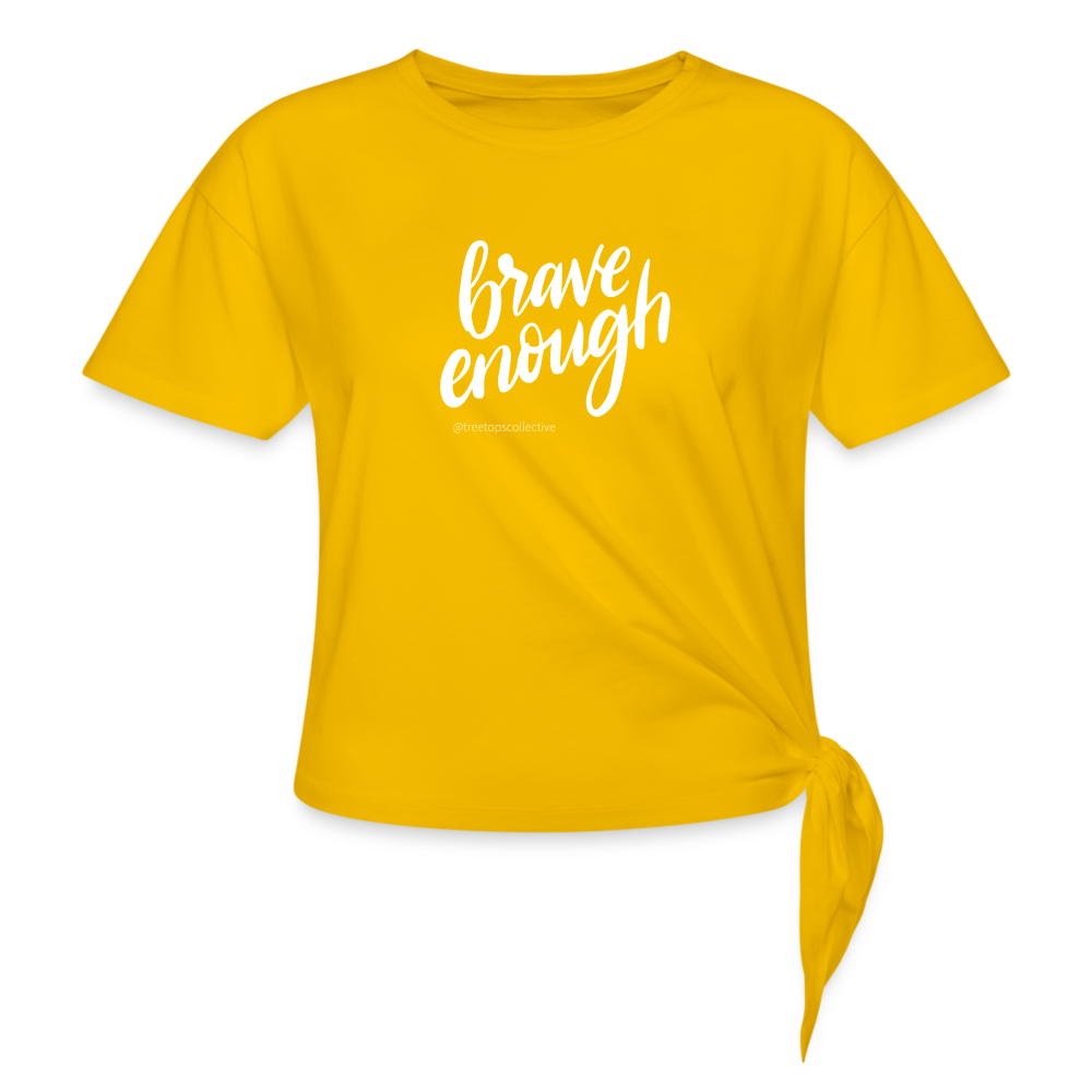 Women's Knotted Brave Enough T-Shirt - sun yellow