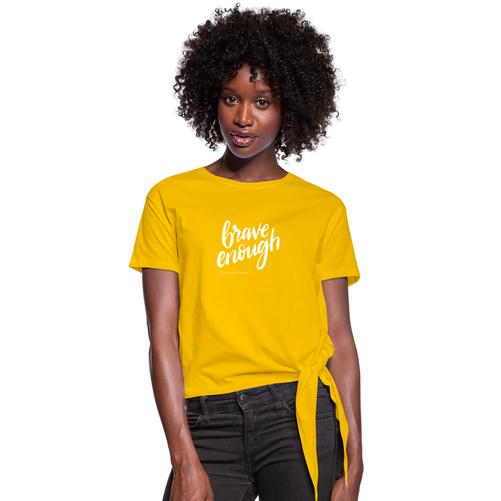Women's Knotted Brave Enough T-Shirt - sun yellow