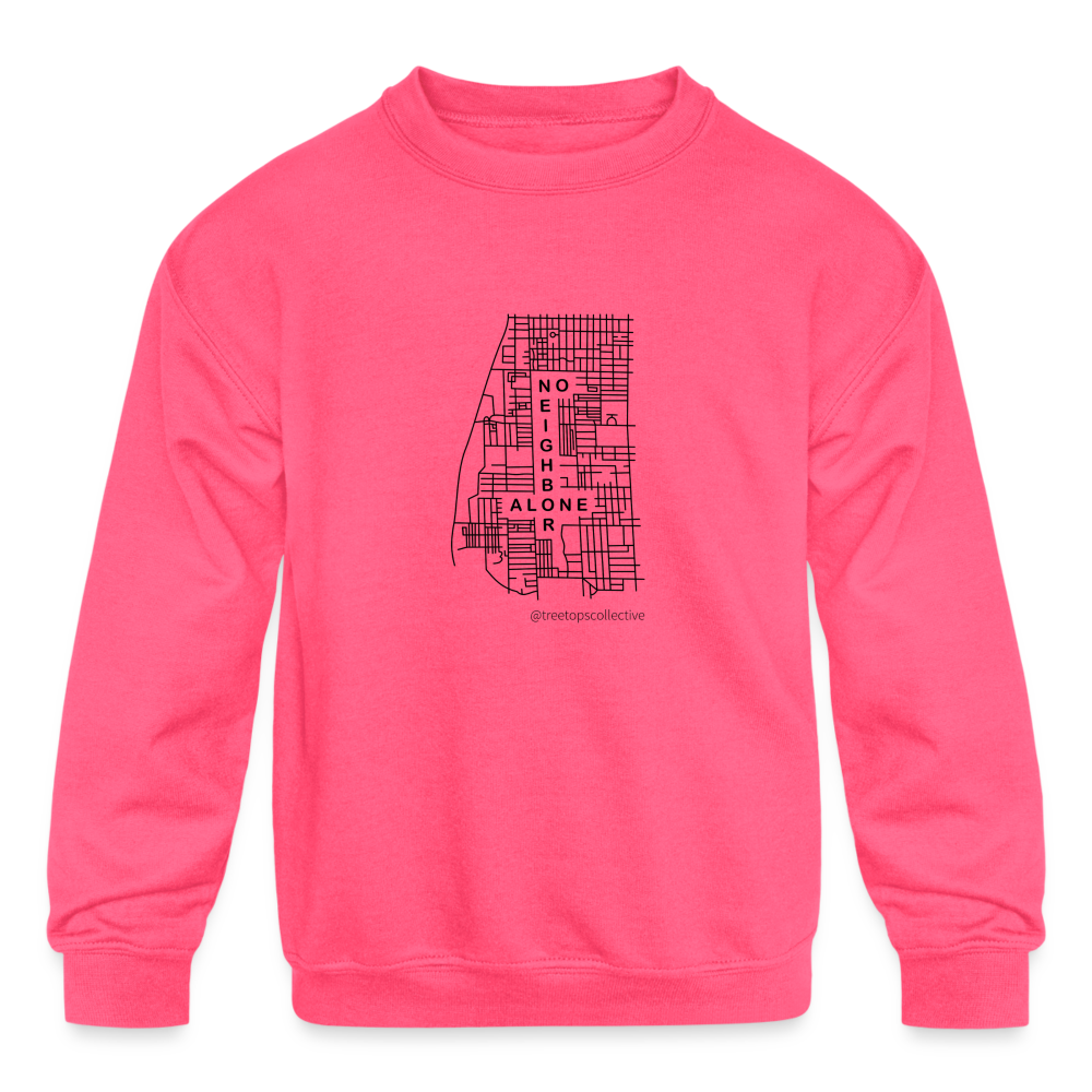 Kids' No Neighbor Alone Sweatshirt - neon pink