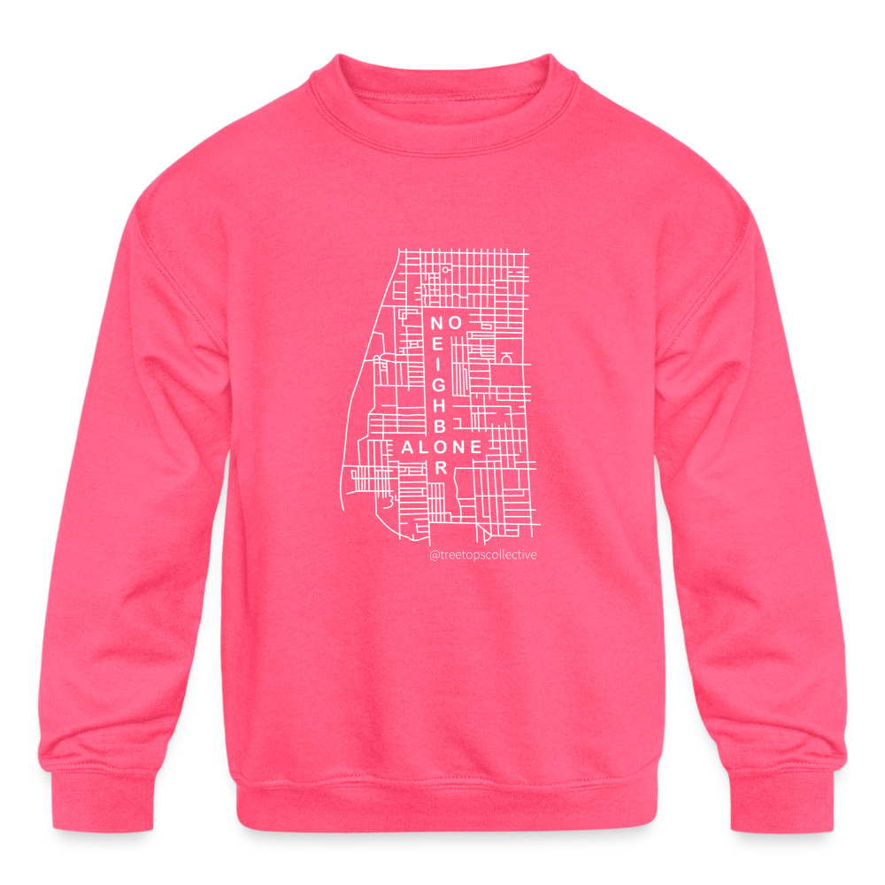Kids' No Neighbor Alone Sweatshirt - neon pink